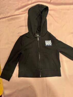 Vans Black Kids Zip Hoodie with White Logo